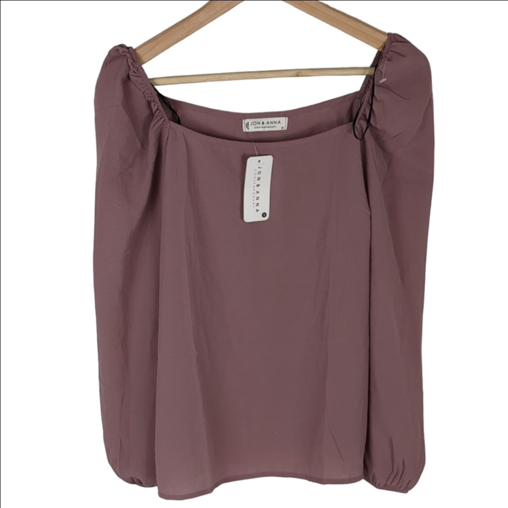 NWT Square Collar Puff Long Sleeve Blouse Size Small